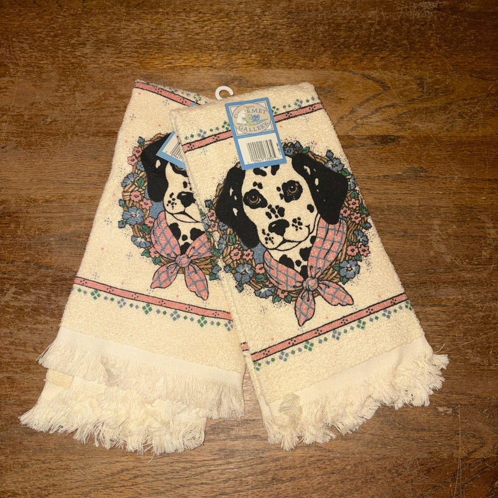 New Deadstock Gourmet Gallery B&D Puppy Kitchen Hand Towel Set Vintage USA